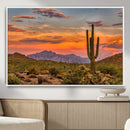 Saguaro Cactus Wall Art Canvas Print – Framed Arizona Sunset