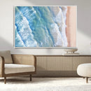 Aerial Ocean View Wall Art Canvas Print – Framed Soft Blue