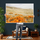 Golden Wildflowers Wall Art Canvas Print – Framed Hills
