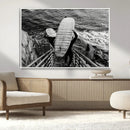 Black White Surfing Wall Art Canvas Print – Framed Coastal by MyGreatCanvas | Canvas Wall Art Prints | Photo Prints & Wall Decor