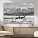 Wild Horses Wall Art – Framed Black White Mountain Canvas by MyGreatCanvas | Canvas Wall Art Prints | Photo Prints & Wall Decor