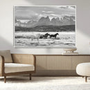 Wild Horses Wall Art Canvas Print – Framed Black and White by MyGreatCanvas | Canvas Wall Art Prints | Photo Prints & Wall Decor