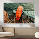 Surfer Stairway Wall Art – Framed Ocean Surf Canvas Artwork, by MyGreatCanvas | Canvas Wall Art Prints | Photo Prints & Wall Decor