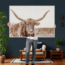 Longhorn Cow Wall Art Canvas Print – Framed Texas Ranch