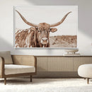 Longhorn Bull Photo Wall Art Canvas Print, Framed Rustic Cow by MyGreatCanvas | Canvas Wall Art Prints | Photo Prints & Wall Decor