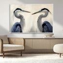 Blue Heron Pair Wall Art Canvas Print – Framed Coastal Bird