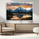 Mountain Sunset Wall Art Canvas Print – Framed Alpine
