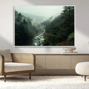 Misty Forest Wall Art Canvas Print – Framed Foggy River
