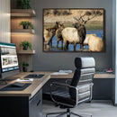 Wild Elk Wall Art Canvas Print – Framed Neutral Wildlife