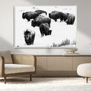 Buffalo Herd Wall Art Canvas Print – Framed Black and White by MyGreatCanvas | Canvas Wall Art Prints | Photo Prints & Wall Decor
