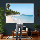 Palm Tree Coast Wall Art Canvas Print – Framed Island Getaway with Crystal Blue Water Scenic Artwork for Home, Office by MyGreatCanvas | Canvas Wall Art Prints | Photo Prints & Wall Decor
