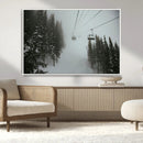 Ski Lift Wall Art Canvas Print – Snowy Pines Misty Landscape