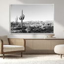 Saguaro Cactus Wall Art Canvas Print – Framed Monochrome