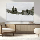 Frosty Pines Wall Art Canvas Print – Framed Silent Snowfall