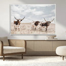 Majestic Longhorn Cows Wall Art Canvas Print – Rustic by MyGreatCanvas | Canvas Wall Art Prints | Photo Prints & Wall Decor
