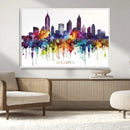 Atlanta Skyline Wall Art Canvas Print – Framed Colorful