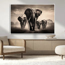 Elephant Family Wall Art Canvas Print, Framed Elephant Wall
