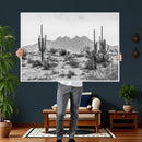 Black White Arizona Desert Canvas Wall Art Cactus Farmhouse