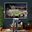 Epic Night Football Stadium Wall Art Canvas Print, Fireworks