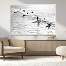 Black White Surfers Wall Art Canvas Print – Riding Gentle by MyGreatCanvas | Canvas Wall Art Prints | Photo Prints & Wall Decor