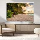 Tropical beach sunset, palm trees, white sand, ocean waves, by MyGreatCanvas | Canvas Wall Art Prints | Photo Prints & Wall Decor