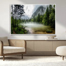 Misty Lake Forest Green Trees Calm Water Reflection Mountain by MyGreatCanvas | Canvas Wall Art Prints | Photo Prints & Wall Decor