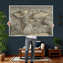 Personalized World Map Wall Art Canvas Print – Custom Push