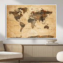 Push Pin World Map Canvas Print – Travel Tracker Wall Art