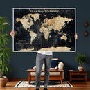 Personalized Push Pin World Map Canvas – Custom Framed
