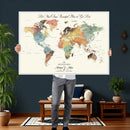 Detailed Custom World Map Print – Framed Custom Push Pin