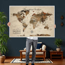 Large Custom World Map Canvas – Custom Framed Push Pin
