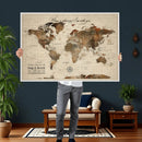 Large Custom World Map Canvas – Custom Framed Push Pin