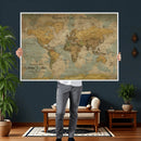 Customize Push Pin Vintage World Map Wall Art Canvas Print –