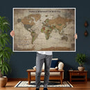 Personalized World Map Wall Art Canvas Print – Custom Push by MyGreatCanvas | Canvas Wall Art Prints | Photo Prints & Wall Decor
