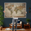 Personalized World Map Wall Art Canvas Print – Custom Push