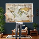 Personalized World Map Wall Art Canvas Print – Custom Push