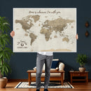 Push Pin World Map Canvas Print – Travel Tracker Wall Art