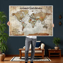 Personalized World Map Wall Art Canvas Print – Custom Push