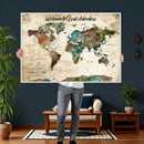 Grunge Personalized World Map Wall Art Canvas Print – Custom
