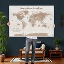 Personalized World Map Wall Art Canvas Print – Customizable