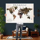 Personalized Push Pin World Map Canvas Print – Custom Framed