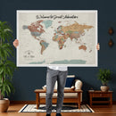 Custom Framed World Map Canvas Print – Personalized Push Pin