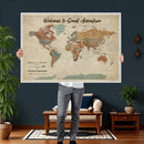 Personalized Push Pin World Map Canvas – Custom Framed