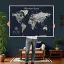 Personalized World Map Canvas – Custom Framed Push Pin