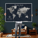 Personalized World Map Canvas – Custom Framed Push Pin