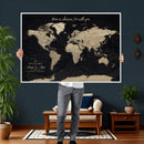 Framed Custom World Map Canvas Print – Custom Push Pin