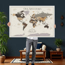 Personalized Travel Tracker Map with Pins Framed Large for by MyGreatCanvas | Canvas Wall Art Prints | Photo Prints & Wall Decor