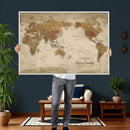 Personalized World Map Canvas Print – Framed Push Pin Travel