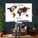 Personalized Vintage World Map Canvas – Custom Framed Push