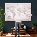 Personalized Vintage World Map Canvas Print – Custom Push